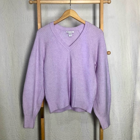 Excellent Athleta Layover V-neck Sweater Soft Merino Wool Blend, Women’s Size M - Picture 2 of 5
